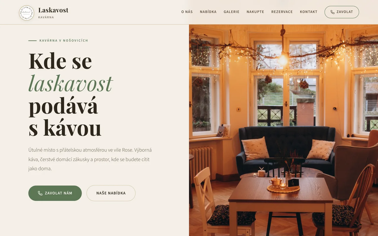 Ukázkový web kavárny Laskavost